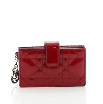 Christian Dior Lady Dior Card Case Stitched Cannage Patent