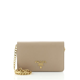 Prada Chain Wallet Crossbody Saffiano Leather