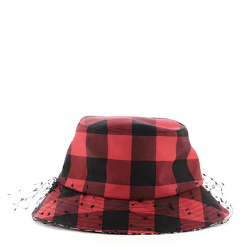 Christian Dior Teddy D Bucket Hat Check Canvas with Veil