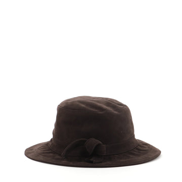 Hermes Bow Cloche Hat Suede