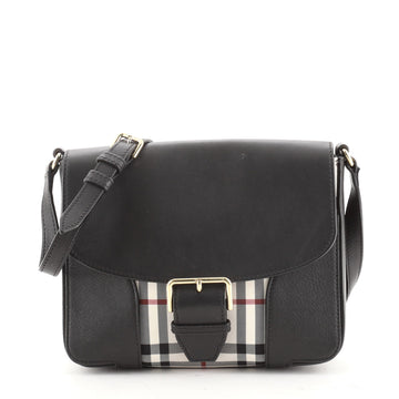 Burberry Dickens Crossbody Bag Leather with Horseferry Check Canvas Small