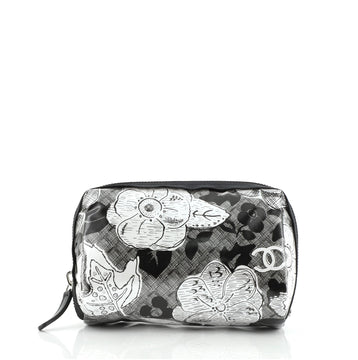 Chanel Camellia Cosmetic Pouch Printed Coated Canvas Small
