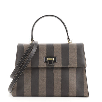Fendi Convertible Pequin Top Handle Tote Coated Canvas with Leather Medium