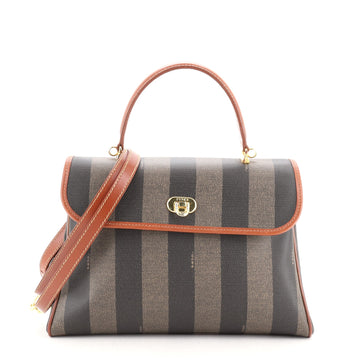 Fendi Convertible Pequin Top Handle Tote Coated Canvas with Leather Medium