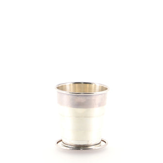 Hermes Collapsible Cup Silver Plated Metal and Leather