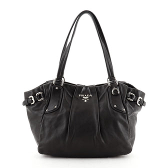 Prada Belted Pleated Tote Soft Calf Medium
