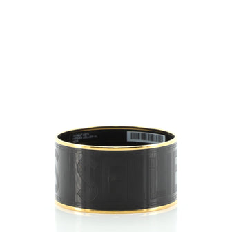 Hermes Sellier Bangle Bracelet Etched Enamel XL