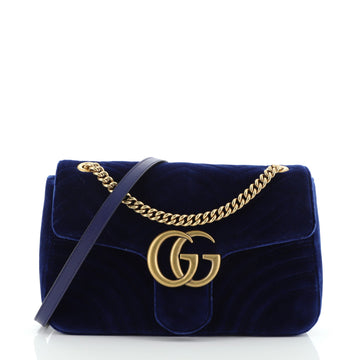 Gucci GG Marmont Flap Bag Matelasse Velvet Medium