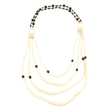 Chanel CC Multiple Strand Necklace Faux Pearls and Beads