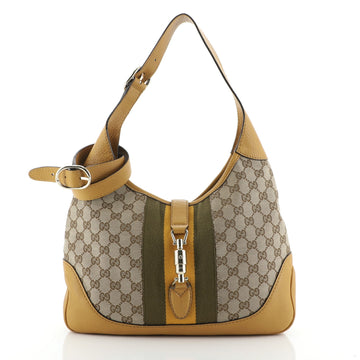 Gucci Jackie Original Web Shoulder Bag Leather and GG Canvas Medium