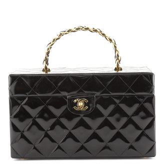 Chanel Vintage Cosmetic Train Case Quilted Patent Medium