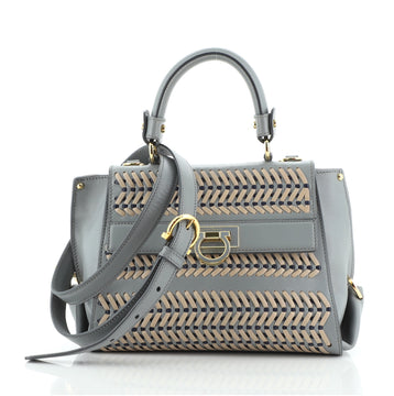 Salvatore Ferragamo Sofia Satchel Multicolor Woven Leather Small