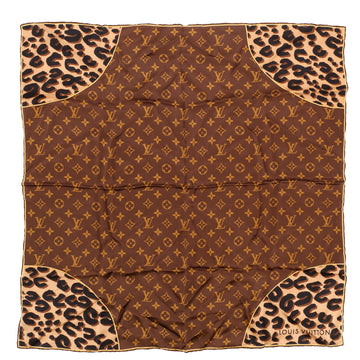 Louis Vuitton Square Scarf Monogram Leopard Printed Silk