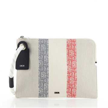 Christian Dior Rope Wristlet Zip Pouch Canvas with Oblique Detail