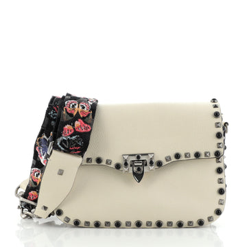 Valentino Rolling Rockstud Crossbody Bag Leather with Cabochons Medium