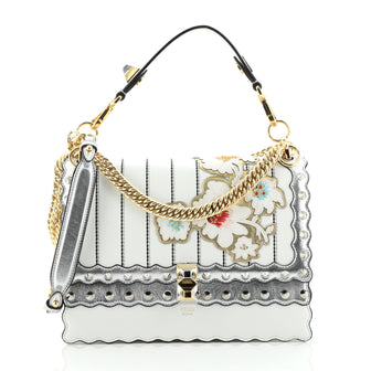 Fendi Flowerland Kan I Bag Embellished Leather Medium