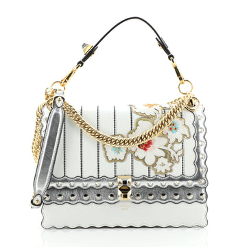Fendi Flowerland Kan I Bag Embellished Leather Medium
