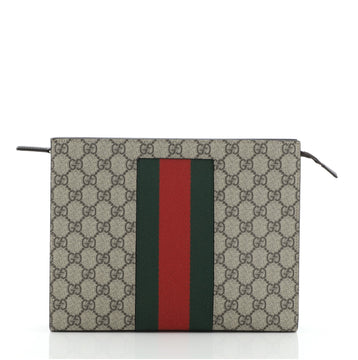 Gucci Web Zip Pouch GG Coated Canvas