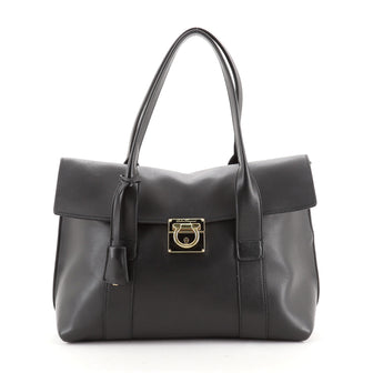 Salvatore Ferragamo Gancini Lock Flap Tote Leather Medium