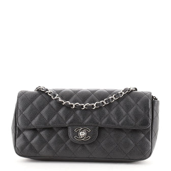 Chanel Classic Single Flap Bag Quilted Caviar East West