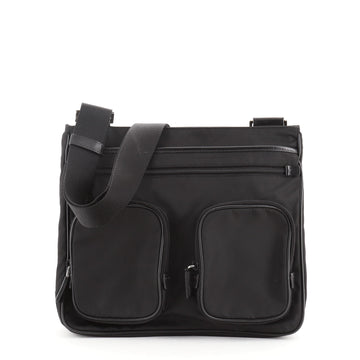 Prada Double Pocket Zip Messenger Tessuto Medium