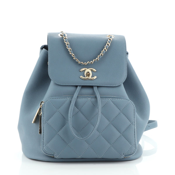 Chanel Business Affinity Backpack Caviar Small Blue 614241