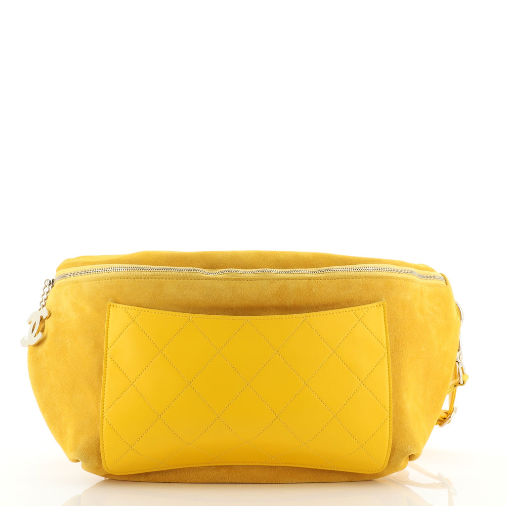 Chanel Pharrell Waist Bag Suede and Quilted Leather Yellow 614255