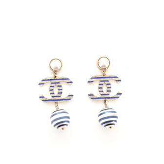 Chanel CC Dangle Faux Printed Pearls and Metal