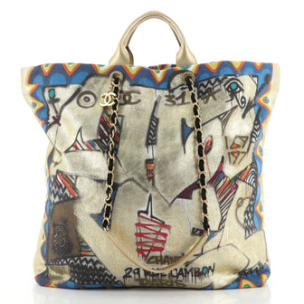 Chanel Paris-New York Street Spirit Shopping Tote Graffiti Printed Canvas Maxi