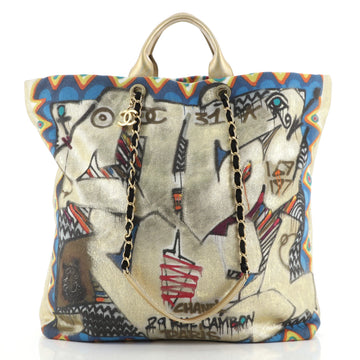 Chanel Paris-New York Street Spirit Shopping Tote Graffiti Printed Canvas Maxi
