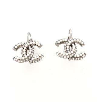 Chanel CC Dangle Pearl Embellished Metal