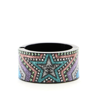 Chanel Star Cuff Rhinestone and Glitter Covered Resin
