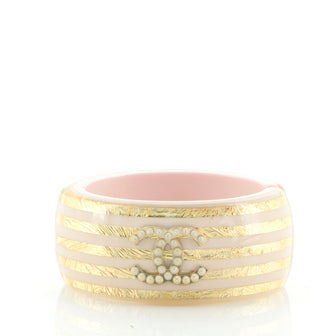Chanel CC Cuff Faux Pearl Embellished Resin
