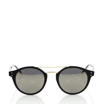 Bottega Veneta Brow Bar Round Sunglasses Metal