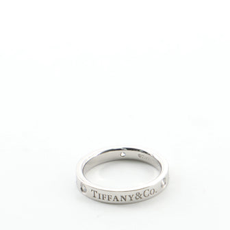 Tiffany & Co. Logo Band Ring Platinum and Diamonds