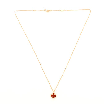 Van Cleef & Arpels Sweet Alhambra Carnelian Necklace 18K Rose Gold