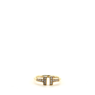 Tiffany & Co. T Wire Ring 18K Yellow Gold with Diamonds