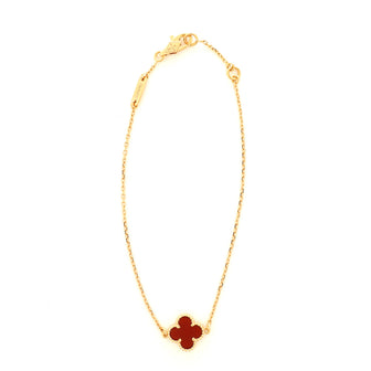 Van Cleef & Arpels Sweet Alhambra Carnelian Bracelet 18K Rose Gold