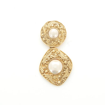 Chanel Baroque Dangle Brooch Metal with Faux Pearl