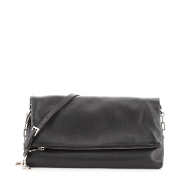 Prada Fold Over Chain Flap Bag Soft Calf Medium