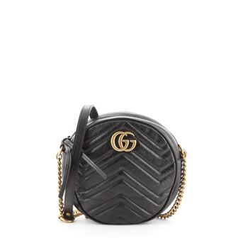 Gucci GG Marmont Round Shoulder Bag Matelasse Leather Mini