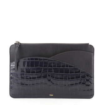 Chloe Walden Pouch Crocodile Embossed Leather Medium