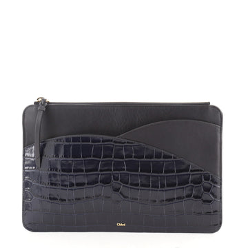 Chloe Walden Pouch Crocodile Embossed Leather Medium