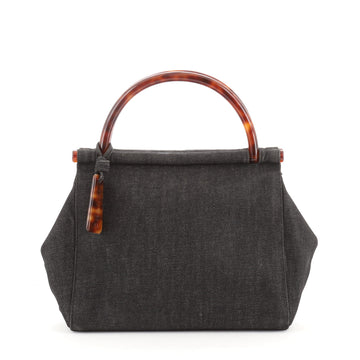 Chanel Vintage Resin Top Handle Bag Denim Small