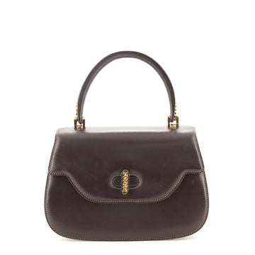 Gucci Vintage Top Handle Flap Bag Leather with Chain Detail Small