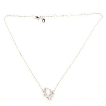 Christian Dior Logo Pendant Necklace Metal with Crystal