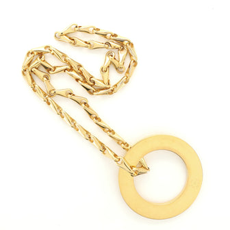 Celine Vintage Logo Circle Pendant Necklace Metal