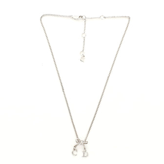 Christian Dior Bow CD Pendant Necklace Metal with Crystal
