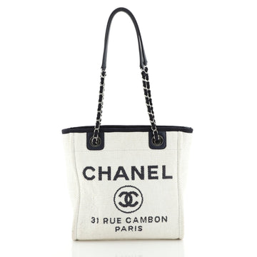 Chanel North South Deauville Tote Raffia Small