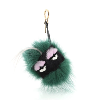 Fendi Monster Bug Bag Charm Fur with Leather